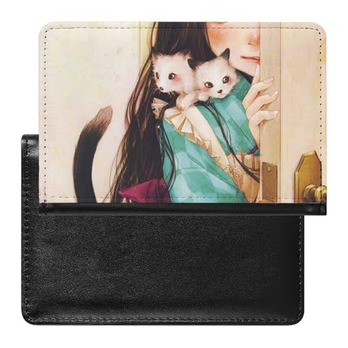 SMACQ Reisepasshülle Mädchen Und Katze Reisepass Tasche Reise Gadget Impfpass Hülle Für Damen Herren von SMACQ
