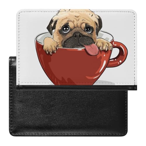 SMACQ Reisepasshülle Mops-Hund Reisepass Schutzhülle Geldbörsen Für Kreditkarten Ausweis Reisedokumente von SMACQ