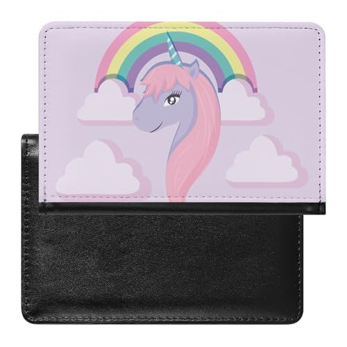 SMACQ Reisepasshülle Regenbogen Einhorn Reisepass Schutzhülle Geldbörsen Für Kreditkarten Ausweis Reisedokumente von SMACQ