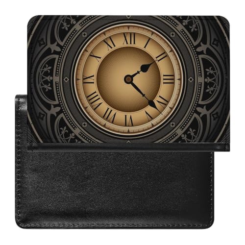 SMACQ Reisepasshülle Retro-Uhr Reisepass Schutzhülle Geldbörsen Für Kreditkarten Ausweis Reisedokumente von SMACQ