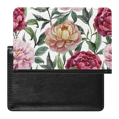 SMACQ Reisepasshülle Rosa-Rote Blume Reisepass Schutzhülle Geldbörsen Für Kreditkarten Ausweis Reisedokumente von SMACQ