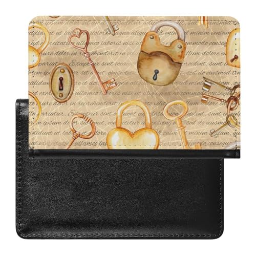 SMACQ Reisepasshülle Schloss Retro Schlüssel Reisepass Schutzhülle Geldbörsen Für Kreditkarten Ausweis Reisedokumente von SMACQ