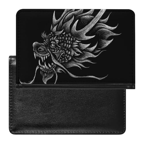 SMACQ Reisepasshülle Schwarzer Drache Reisepass Schutzhülle Geldbörsen Für Kreditkarten Ausweis Reisedokumente von SMACQ