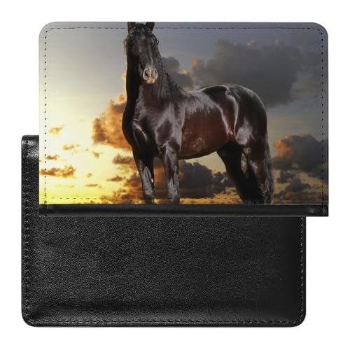 SMACQ Reisepasshülle Schwarzes Pferd Reisepass Tasche Reise Gadget Impfpass Hülle Für Damen Herren von SMACQ