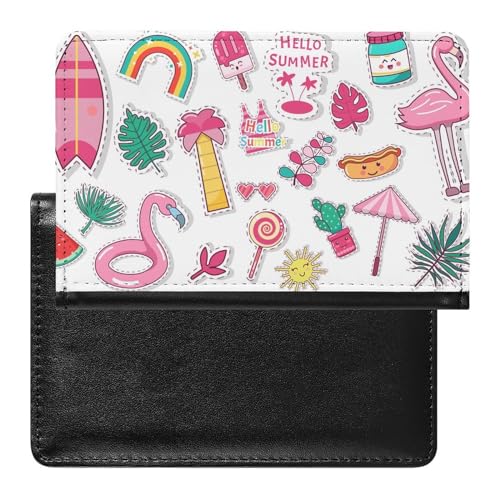 SMACQ Reisepasshülle Surfender Flamingo Reisepass Tasche Reise Gadget Impfpass Hülle Für Damen Herren von SMACQ