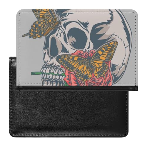 SMACQ Reisepasshülle Totenkopf Schmetterling Reisepass Schutzhülle Geldbörsen Für Kreditkarten Ausweis Reisedokumente von SMACQ