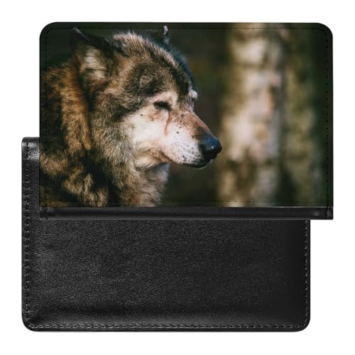 SMACQ Reisepasshülle Trauriger Wolf Reisepass Schutzhülle Geldbörsen Für Kreditkarten Ausweis Reisedokumente von SMACQ