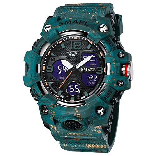 SMAEL 8008 Quarzuhr Sport Wasserdichte Uhr Camouflage Farbe Digitale Uhren, blau camouflage, Modern von SMAEL