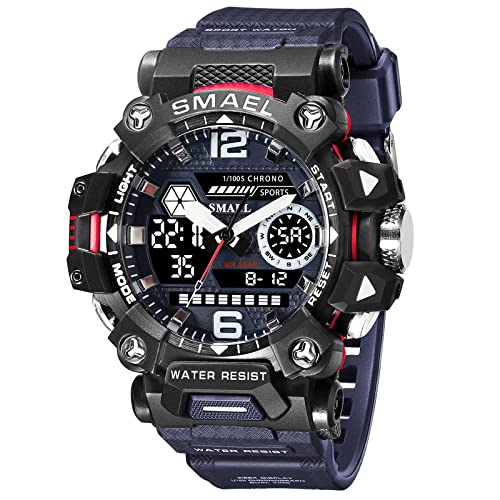 SMAEL 8072 Herren Militär Armbanduhr Outdoor LED Digital Uhr Wasserdicht Taktische Armee Handgelenk Sportuhren für Herren, Marineblau, 8072, Modisch und leger von SMAEL