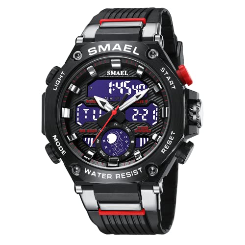 SMAEL Herren Sportuhr Outdoor LED Digital Armbanduhr Wasserdicht Taktische Armee Armbanduhren für Herren 8069, Schwarz von SMAEL