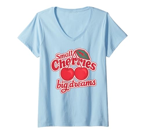 Damen SMALL Cherries Big Dreams X Malle Party Mallorca Kirschen T-Shirt mit V-Ausschnitt Damen SMALL Cherries Big Dreams X Malle Party Mallorca Kirschen T-Shirt mit V-Ausschnitt von SMALL CHERRIES BIG DREAMS X Only Cherry Love Fans
