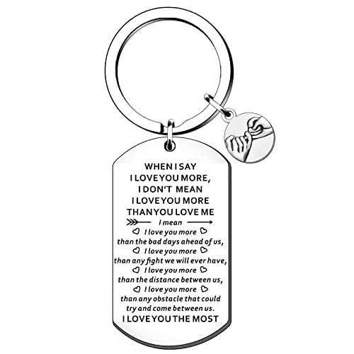 SMARGO Schlüsselanhänger mit Aufschrift "I Love You More", für Paare, Valentinstag, Geschenke für Sie und Ihn, Ehemann, Freund, Freundin, Ehefrau, Jahrestag, Geburtstag, Weihnachten von SMARGO