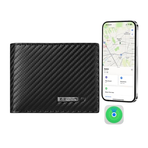 Minimalistische Geldbörse mit eingebautem Tracker, nur mit Find My App (iOS), Vordertasche für Herren, schlankes Leder mit Herren-Geldbörse, Trackable Kreditkartenetui mit Geschenk-Box, Schwarz von SMART CC