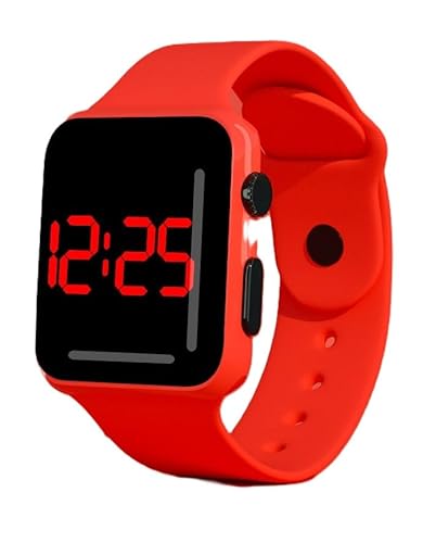 SMART-J Digitale LED-Unisex-Armbanduhr Glow Time | Display rot auf schwarz, buntes verstellbares Silikonarmband | Mode Urban Teen, minimalistisches Design, Geschenkidee für Jugendliche und Trendy, rot SMART-J Digitale LED-Unisex-Armbanduhr Glow Time | Display rot auf schwarz, buntes verstellbares Silikonarmband | Mode Urban Teen, minimalistisches Design, Geschenkidee für Jugendliche und Trendy, rot von SMART-J