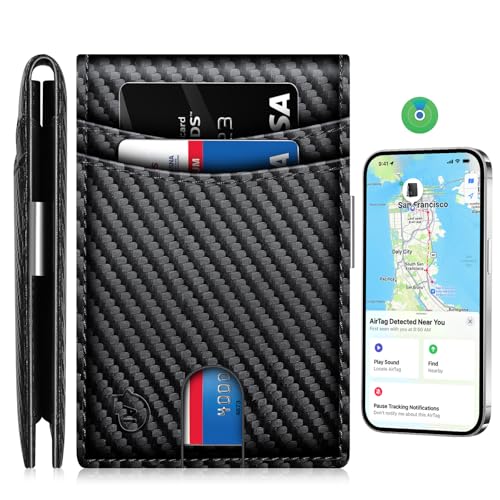SMART LB Herren-Geldbörse mit Tracker, funktioniert für Apple Find My (nur iOS) App, carbon schwarz, iOS von SMART LB