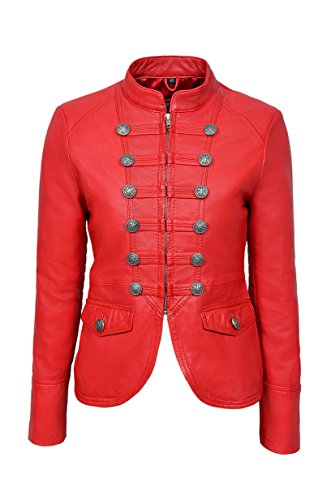 SMART RANGE Damen 8976 Lederjacke im Military-Stil, aus echtem Nappaleder, ROT (10) von SMART RANGE