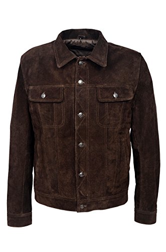 TRUCKER Herren Braun Wildleder 1280 Classic Western echtem Wildlederjacke echtem Wildrindleder -Leder-Jacke (L) von SMART RANGE