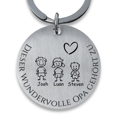 SMARTEON Personalisierter Schlüsselanhänger mit Gravur für Mama, Papa, Oma, Opa, mit Namen und Symbolen, individuelles Geschenk für Weihnachten, Geburtstag, Hochzeit, einzigartiges Andenken (Opa) von SMARTEON
