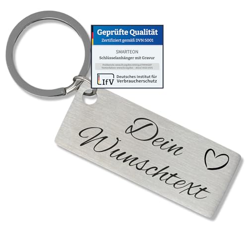 SMARTEON Schlüsselanhänger personalisiert mit Gravur | Wunschtext + Wunschsymbol | Schlüsselanhänger mit Namen | Schlüsselanhänger Auto Führerschein | Beidseitige Gravur | Hochwertiger Edelstahl von SMARTEON