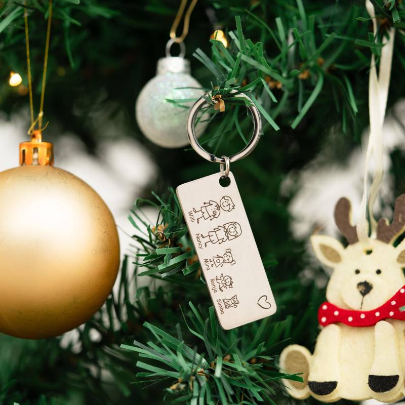 Schlüsselanhänger Familie - Personalisierter Anhänger Mit Namen Und Motiv Als Gravur Auf Edelstahl Familiennamen Graviert Mutter Vater Kind von SMARTEON