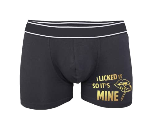 SMARTYPANTS I Licked It So It's Mine Herren-Boxershorts, Valentinstag, Freund, Ehemann, lustige Liebe, Black Prime, XL von SMARTYPANTS