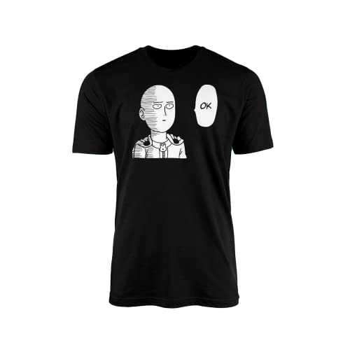 SMARTYPANTS OK One Punch Man Saitama Anime inspiriertes T-Shirt Gr. L, Schwarz von SMARTYPANTS