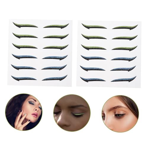 SMASOLO 12 Paare Wasserfeste Eyeliner Sticker und Doppelte Augenlidpflaster Atmungsaktive Sichere Make up Lösung für Schlupflider Farbige Augenlidbänder in Blau und Grün Langanhaltend für von SMASOLO