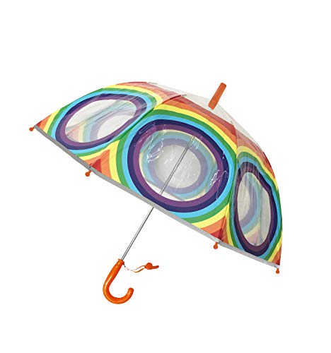 SMARTBULLE Transparenter Kinderregenschirm Glocke - Fluoreszierende Umrandung : Windbeständig; Durchmesser=71cm; Manuelle Öffnung; Regenschirm für Mädchen und Jungen; Motiv: REGENBOGEN. von SMATI