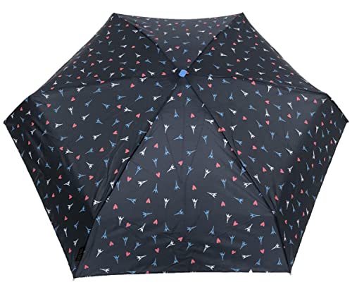 SMATI Mini Kompakt-Faltschirm - Taschengröße 18cm, windstabil, 200g ultraleicht, manuell, Reise-Regenschirm, Damen-Regenschirm, Eiffelturm-Motiv von SMATI