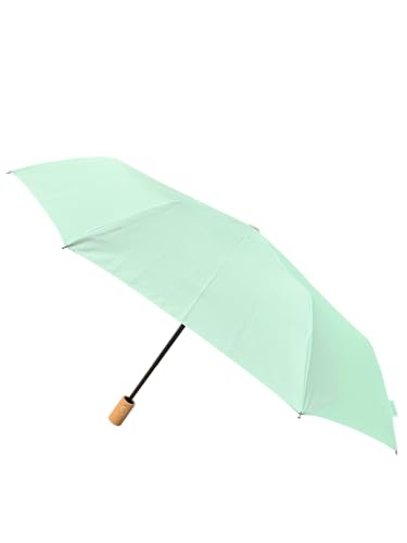 SMATI Regenschirm für Damen und Herren, aus recyceltem Stoff, umweltfreundlich, robust, winddicht, automatisches Öffnen, Reißverschluss, kompakter Regenschirm für Reisen, Celadon von SMATI