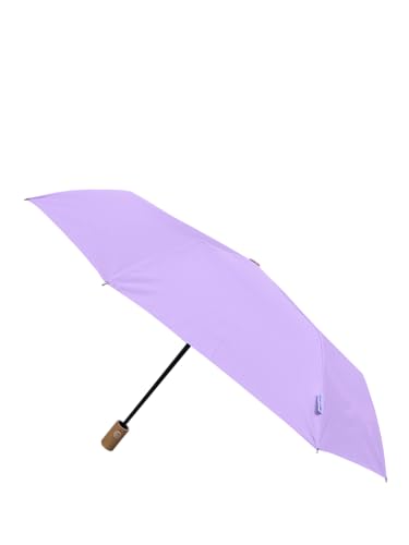 SMATI Regenschirm für Damen und Herren, aus recyceltem Stoff, umweltfreundlich, robust, winddicht, automatisches Öffnen, Reißverschluss, kompakter Regenschirm für Reisen, Fliederfarben von SMATI