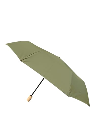 SMATI Regenschirm für Damen und Herren, aus recyceltem Stoff, umweltfreundlich, robust, winddicht, automatisches Öffnen, Reißverschluss, kompakter Regenschirm für Reisen, kaki von SMATI