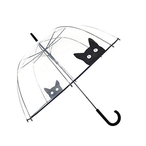 SMATI transparenter Regenschirm Damen Automatik-Stockschirm Glockenform mit Katze – winddicht – Vogelkäfig Dome siehe durch (Katze) von SMATI