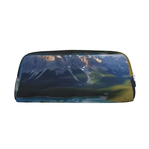 Banff-Nationalpark-Make-up-Tasche für Damen und Herren, Federmäppchen, Reise-Kosmetiktasche, kleine Kulturtasche mit Reißverschluss, ästhetische Stifttaschen, trendige Aufbewahrungstaschen, Leder-Münz von SMAZDFXX