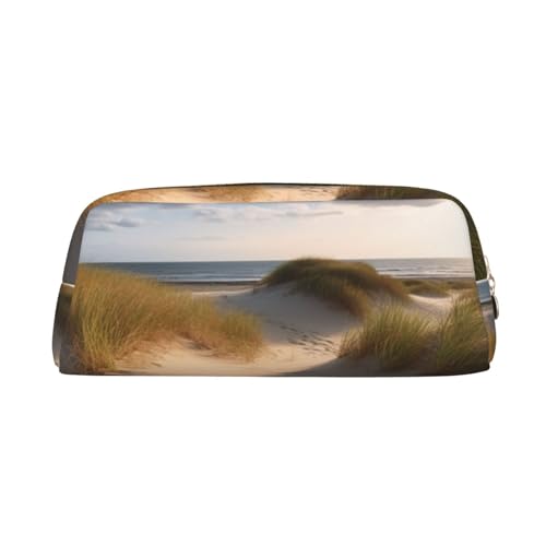 Beach Dunes Make-up-Tasche für Damen und Herren, Federmäppchen, Reise-Kosmetiktasche, kleine Kulturtasche mit Reißverschluss, ästhetische Stifttaschen, trendige Aufbewahrungstaschen, Leder-Münzbeutel von SMAZDFXX