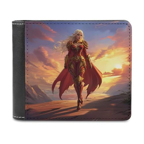 Blood and Elfs Schlanke Herren-Geldbörse mit Zwei Fächern, PU-Leder, mit 6 Kartenfächern, Geldklammer von SMAZDFXX