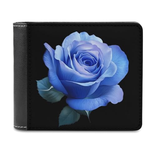 Blue Rose Schlanke Herren-Geldbörse mit Zwei Fächern, PU-Leder, mit 6 Kartenfächern, Geldklammer von SMAZDFXX