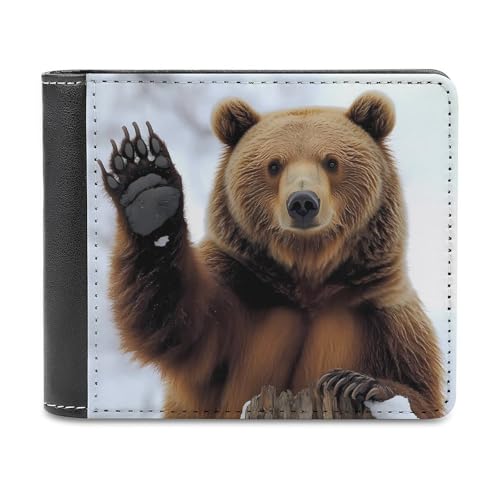 Brown Bear Schlanke Herren-Geldbörse mit Zwei Fächern, PU-Leder, mit 6 Kartenfächern, Geldklammer von SMAZDFXX