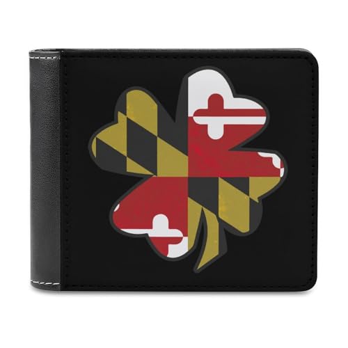 Clover Maryland Flag Schlanke Herren-Geldbörse mit Zwei Fächern, PU-Leder, mit 6 Kartenfächern, Geldklammer von SMAZDFXX