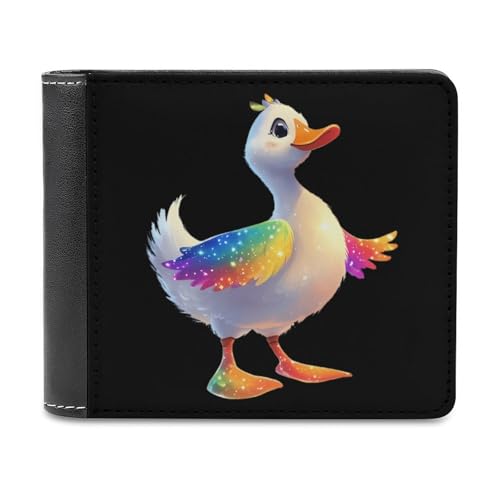 Duck Colorful Glitter Slim Herren-Geldbörsen mit Zwei Fächern, PU-Leder, mit 6 Kartenfächern, Geldklammer von SMAZDFXX