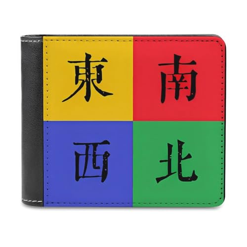 Four Winds Mahjong Schlanke Herren-Geldbörse mit Zwei Fächern, PU-Leder, mit 6 Kartenfächern, Geldklammer von SMAZDFXX