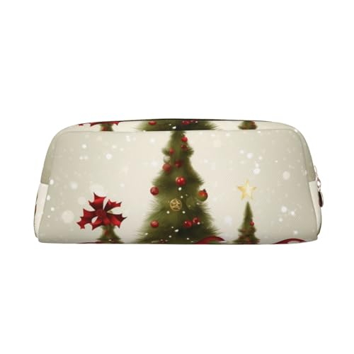 Frohe Weihnachten Make-up-Tasche für Damen und Herren, Federmäppchen, Reise-Kosmetiktasche, kleine Kulturbeutel mit Reißverschluss, ästhetische Stifttaschen, trendige Aufbewahrungstaschen, Leder-Münzb von SMAZDFXX