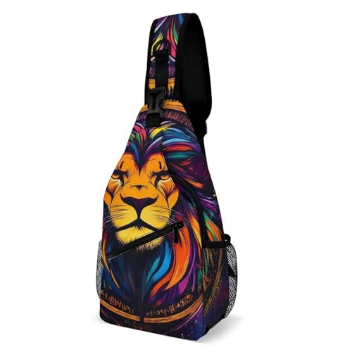 Kleiner Tagesrucksack für Herren, Umhängetasche, modische Brusttasche für Reisen und Wandern, Motiv: Cool Lion Space Art Kleiner Tagesrucksack für Herren, Umhängetasche, modische Brusttasche für Reisen und Wandern, Motiv: Cool Lion Space Art von SMAZDFXX