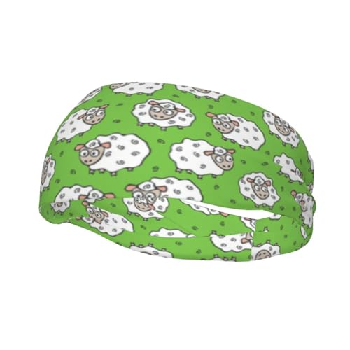 Niedliche Stirnbänder mit Cartoon-Schaf-Muster, Sport-Schweißband, sportliche Übungsbänder, Turban, Haarkopf für Männer und Frauen, Yoga, Fitness von SMAZDFXX