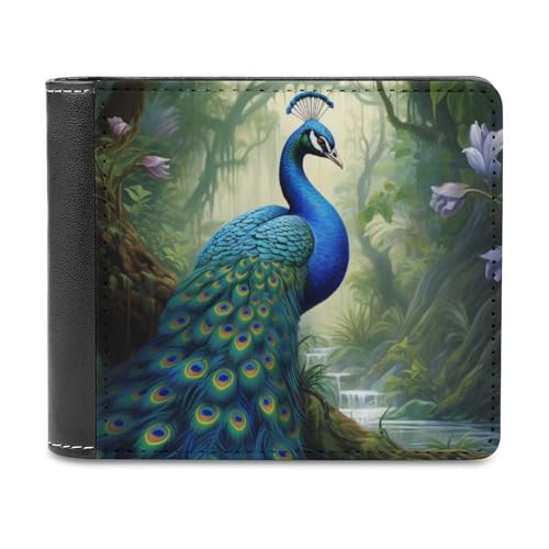 Peacock and s Schlanke Herren-Geldbörse mit Zwei Fächern, PU-Leder, mit 6 Kartenfächern, Geldklammer von SMAZDFXX