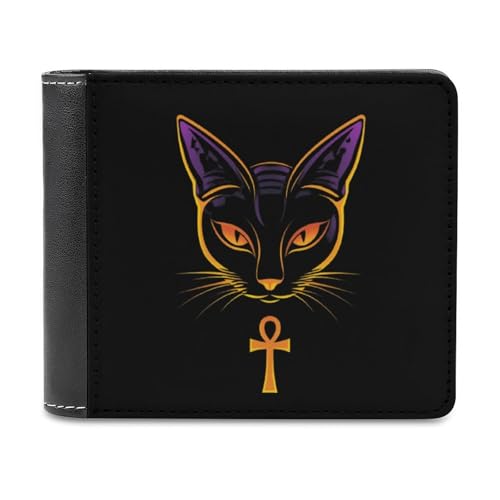 SMAZDFXX Ägyptische Katze Schlanke Herren-Geldbörse aus PU-Leder mit 6 Kartenfächern und Geldklammer von SMAZDFXX