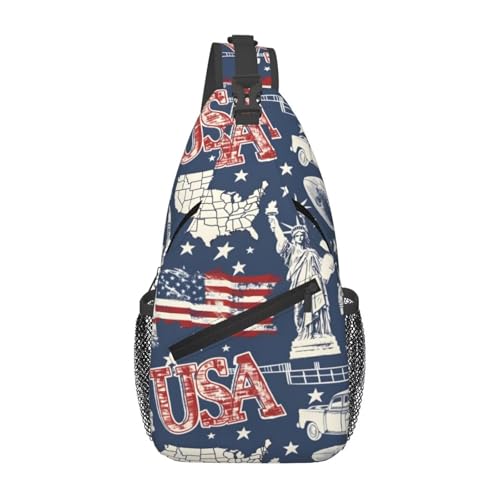 SMAZDFXX Amerikanische Schultertasche für Damen und Herren, modischer Rucksack, Umhängetasche mit USA-Motiv, Schultertasche, Brusttasche SMAZDFXX Amerikanische Schultertasche für Damen und Herren, modischer Rucksack, Umhängetasche mit USA-Motiv, Schultertasche, Brusttasche von SMAZDFXX
