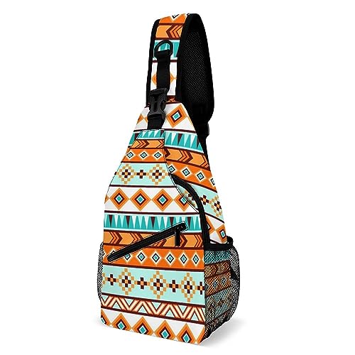 SMAZDFXX Aztec Sling Bags für Männer und Frauen, kleiner Rucksack, Crossbody-Brusttasche, Tagesrucksack für Wanderreisen, Aztec 01 von SMAZDFXX