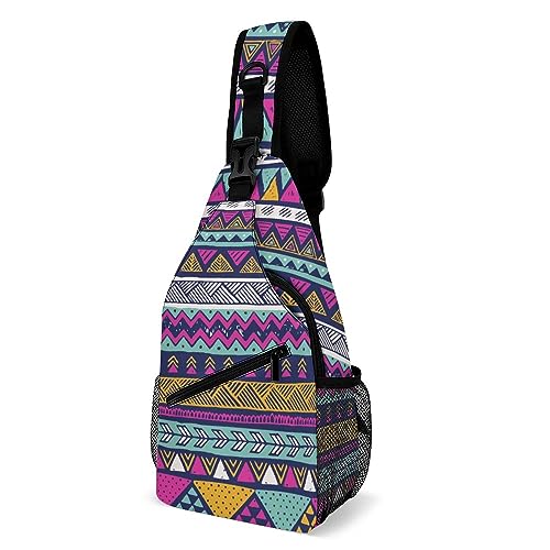 SMAZDFXX Aztec Sling Bags für Männer und Frauen, kleiner Rucksack, Crossbody-Brusttasche, Tagesrucksack für Wanderreisen, Aztec 02 von SMAZDFXX