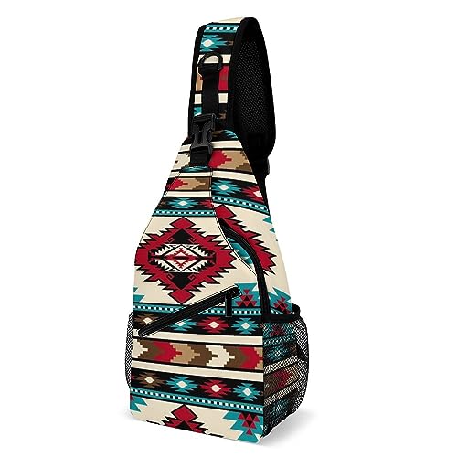 SMAZDFXX Aztec Sling Bags für Männer und Frauen, kleiner Rucksack, Crossbody-Brusttasche, Tagesrucksack für Wanderreisen, Aztec 03 von SMAZDFXX